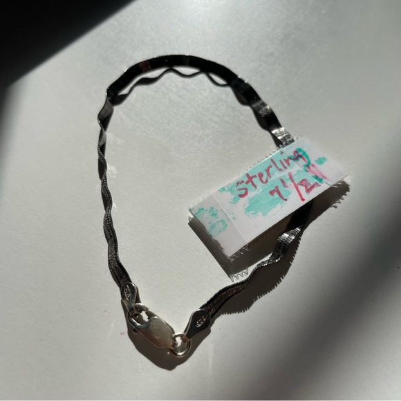 Sterling Silver Wavy Sparkly Bracelet - Picture 7 of 7